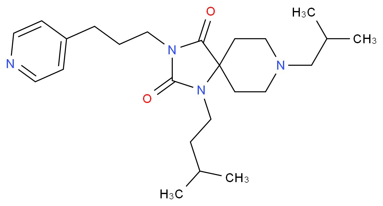 8-isobutyl-1-(3-methylbutyl)-3-[3-(4-pyridinyl)propyl]-1,3,8-triazaspiro[4.5]decane-2,4-dione_分子结构_CAS_)