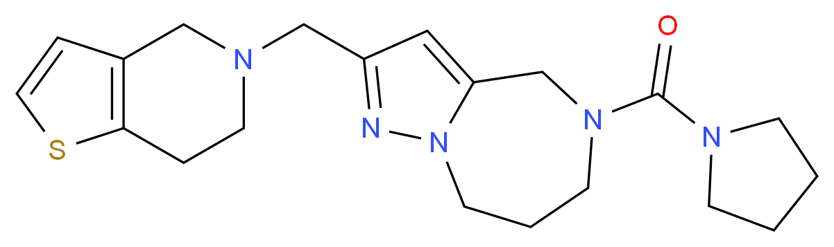 2-(6,7-dihydrothieno[3,2-c]pyridin-5(4H)-ylmethyl)-5-(1-pyrrolidinylcarbonyl)-5,6,7,8-tetrahydro-4H-pyrazolo[1,5-a][1,4]diazepine_分子结构_CAS_)