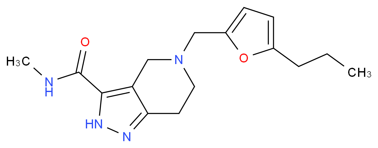 N-methyl-5-[(5-propyl-2-furyl)methyl]-4,5,6,7-tetrahydro-2H-pyrazolo[4,3-c]pyridine-3-carboxamide_分子结构_CAS_)