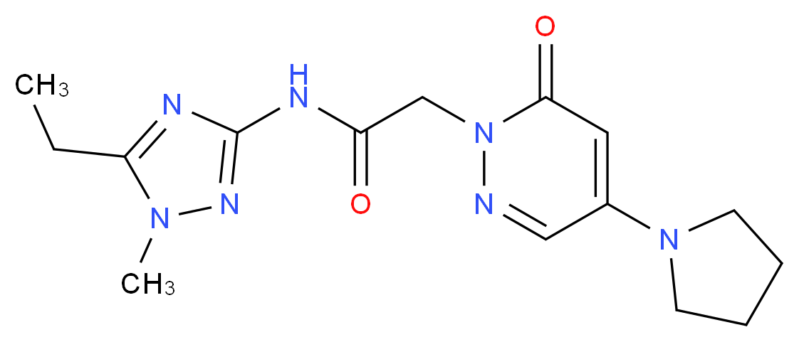 N-(5-ethyl-1-methyl-1H-1,2,4-triazol-3-yl)-2-[6-oxo-4-(1-pyrrolidinyl)-1(6H)-pyridazinyl]acetamide_分子结构_CAS_)