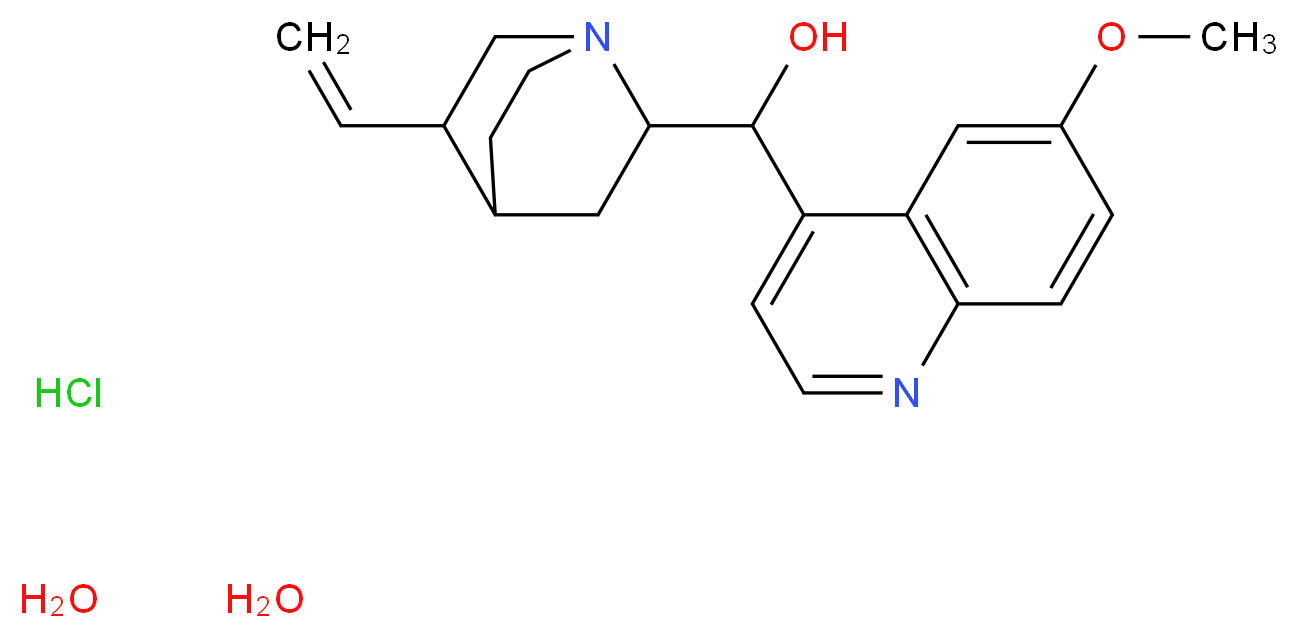 {5-ethenyl-1-azabicyclo[2.2.2]octan-2-yl}(6-methoxyquinolin-4-yl)methanol dihydrate hydrochloride_分子结构_CAS_6119-47-7