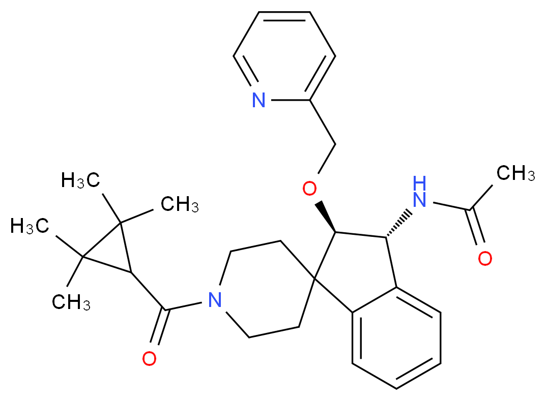 N-{(2R*,3R*)-2-(2-pyridinylmethoxy)-1'-[(2,2,3,3-tetramethylcyclopropyl)carbonyl]-2,3-dihydrospiro[indene-1,4'-piperidin]-3-yl}acetamide_分子结构_CAS_)