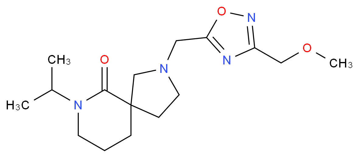 7-isopropyl-2-{[3-(methoxymethyl)-1,2,4-oxadiazol-5-yl]methyl}-2,7-diazaspiro[4.5]decan-6-one_分子结构_CAS_)