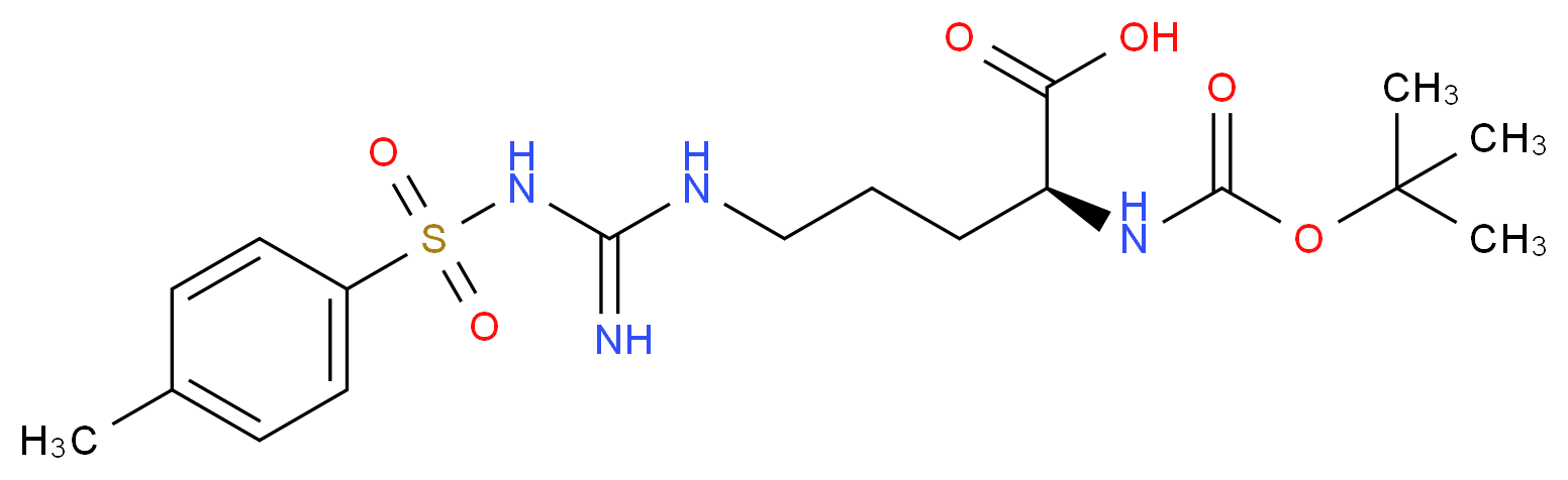 (2S)-2-{[(tert-butoxy)carbonyl]amino}-5-[3-(4-methylbenzenesulfonyl)carbamimidamido]pentanoic acid_分子结构_CAS_13836-37-8