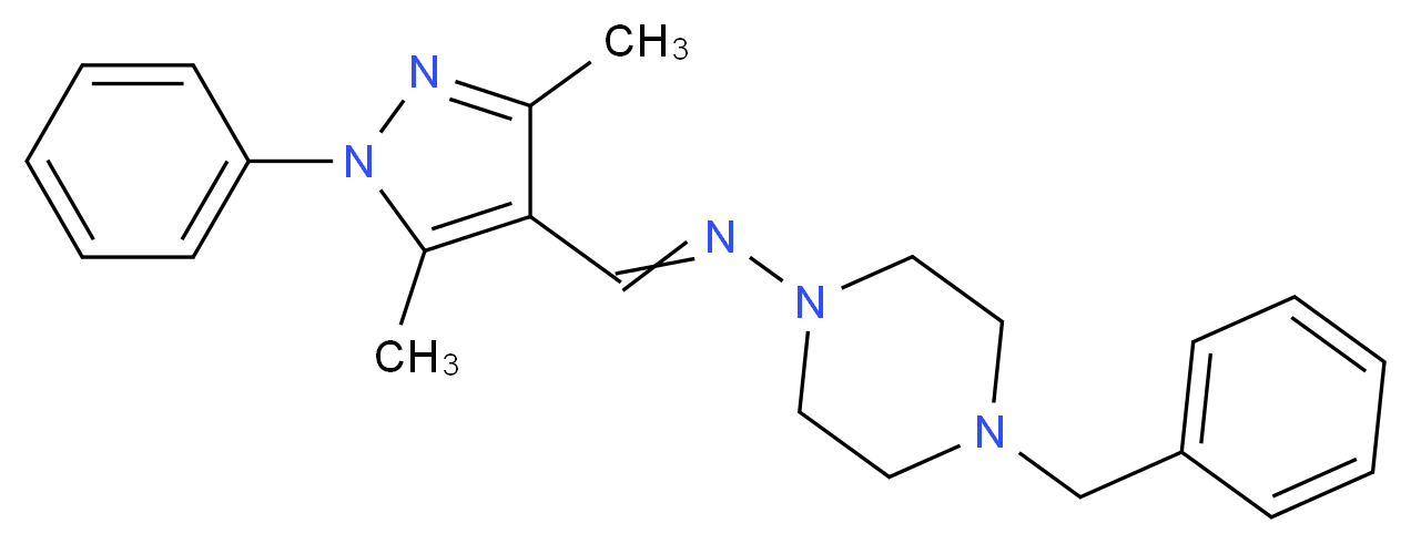 4-benzyl-N-[(3,5-dimethyl-1-phenyl-1H-pyrazol-4-yl)methylidene]piperazin-1-amine_分子结构_CAS_304909-07-7