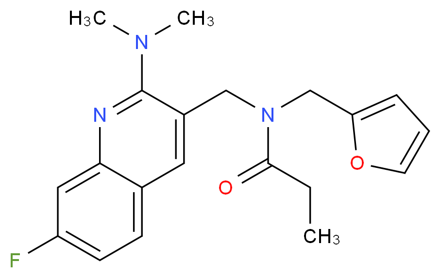 N-{[2-(dimethylamino)-7-fluoro-3-quinolinyl]methyl}-N-(2-furylmethyl)propanamide_分子结构_CAS_)