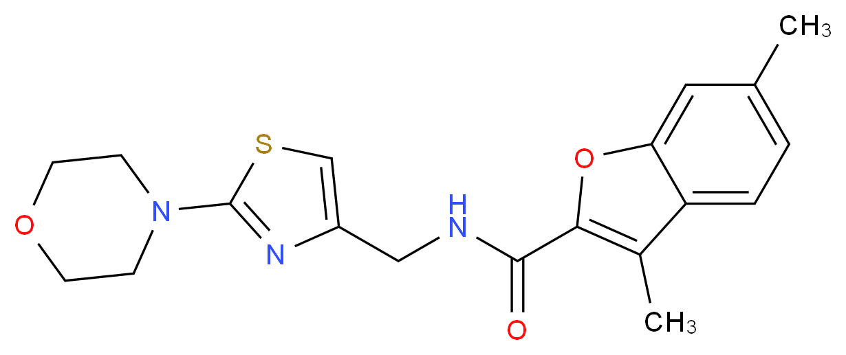 3,6-dimethyl-N-{[2-(4-morpholinyl)-1,3-thiazol-4-yl]methyl}-1-benzofuran-2-carboxamide_分子结构_CAS_)