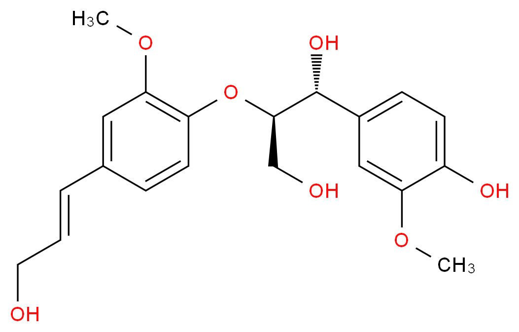 (1R,2R)-1-(4-hydroxy-3-methoxyphenyl)-2-{4-[(1E)-3-hydroxyprop-1-en-1-yl]-2-methoxyphenoxy}propane-1,3-diol_分子结构_CAS_869799-76-8