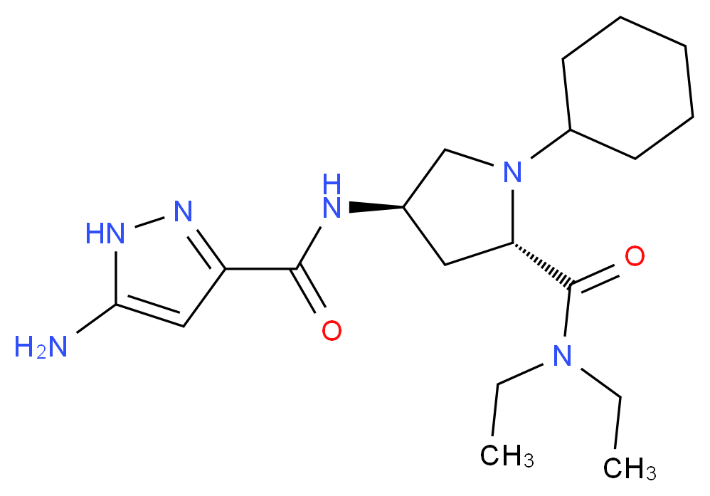 (4R)-4-{[(5-amino-1H-pyrazol-3-yl)carbonyl]amino}-1-cyclohexyl-N,N-diethyl-L-prolinamide_分子结构_CAS_)