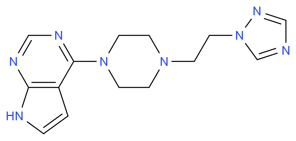 4-{4-[2-(1H-1,2,4-triazol-1-yl)ethyl]-1-piperazinyl}-7H-pyrrolo[2,3-d]pyrimidine_分子结构_CAS_)