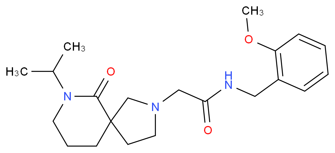 2-(7-isopropyl-6-oxo-2,7-diazaspiro[4.5]dec-2-yl)-N-(2-methoxybenzyl)acetamide_分子结构_CAS_)