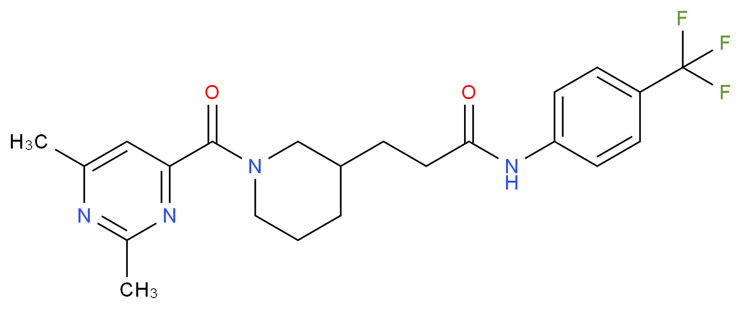 3-{1-[(2,6-dimethyl-4-pyrimidinyl)carbonyl]-3-piperidinyl}-N-[4-(trifluoromethyl)phenyl]propanamide_分子结构_CAS_)