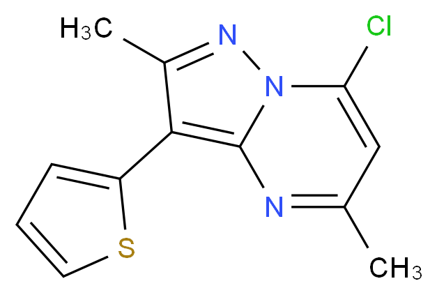 7-Chloro-2,5-dimethyl-3-thiophen-2-yl-pyrazolo[1,5-a]pyrimidine_分子结构_CAS_)