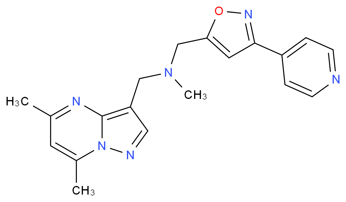 1-(5,7-dimethylpyrazolo[1,5-a]pyrimidin-3-yl)-N-methyl-N-[(3-pyridin-4-ylisoxazol-5-yl)methyl]methanamine_分子结构_CAS_)