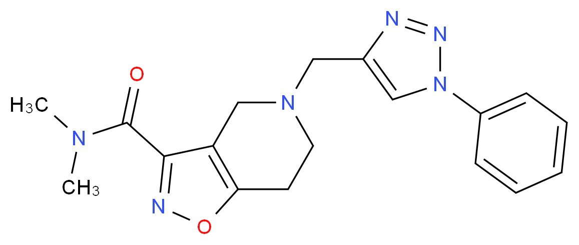 N,N-dimethyl-5-[(1-phenyl-1H-1,2,3-triazol-4-yl)methyl]-4,5,6,7-tetrahydroisoxazolo[4,5-c]pyridine-3-carboxamide_分子结构_CAS_)