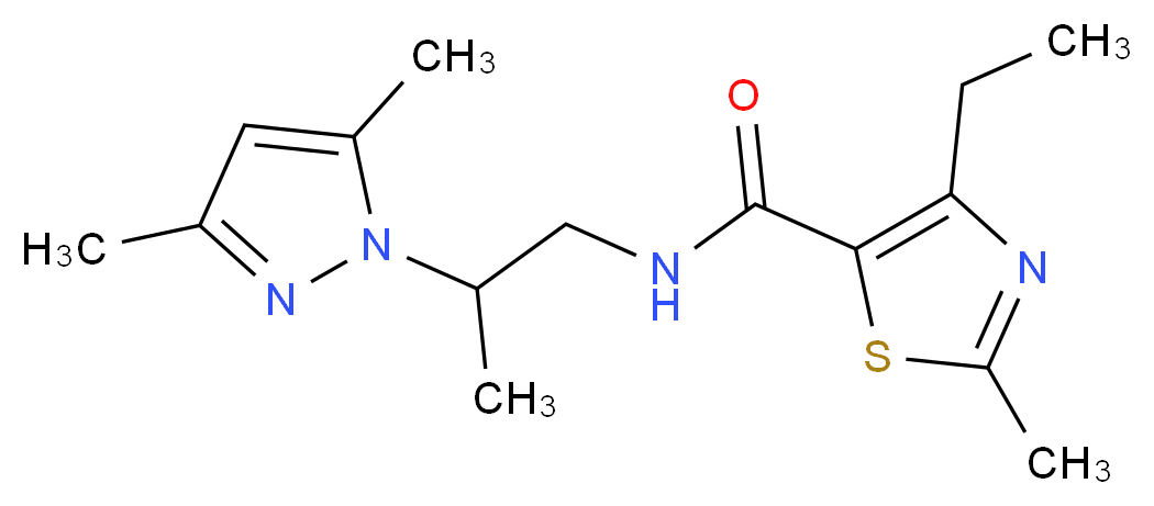 N-[2-(3,5-dimethyl-1H-pyrazol-1-yl)propyl]-4-ethyl-2-methyl-1,3-thiazole-5-carboxamide_分子结构_CAS_)