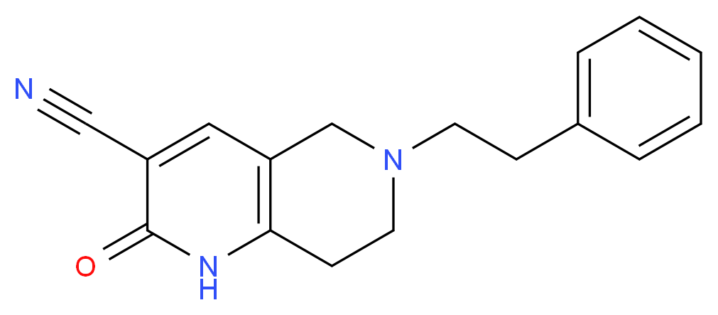 2-oxo-6-(2-phenylethyl)-1,2,5,6,7,8-hexahydro-1,6-naphthyridine-3-carbonitrile_分子结构_CAS_)