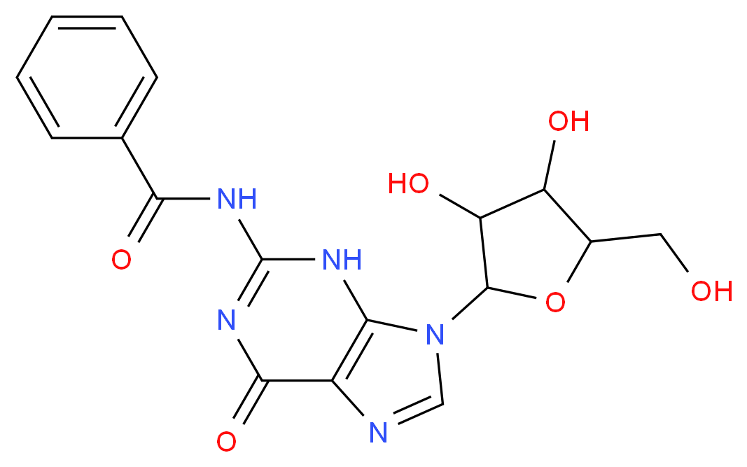 N-{9-[3,4-dihydroxy-5-(hydroxymethyl)oxolan-2-yl]-6-oxo-6,9-dihydro-3H-purin-2-yl}benzamide_分子结构_CAS_3676-72-0