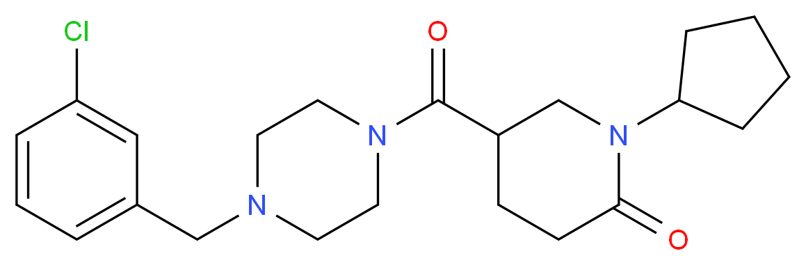 5-{[4-(3-chlorobenzyl)-1-piperazinyl]carbonyl}-1-cyclopentyl-2-piperidinone_分子结构_CAS_)
