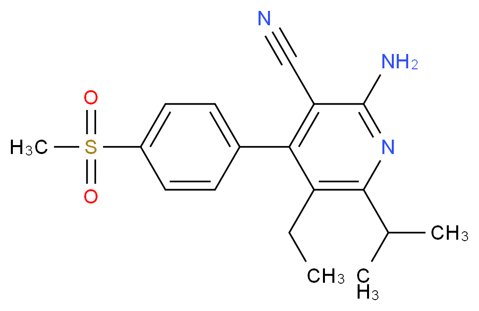 2-amino-5-ethyl-6-isopropyl-4-[4-(methylsulfonyl)phenyl]nicotinonitrile_分子结构_CAS_)