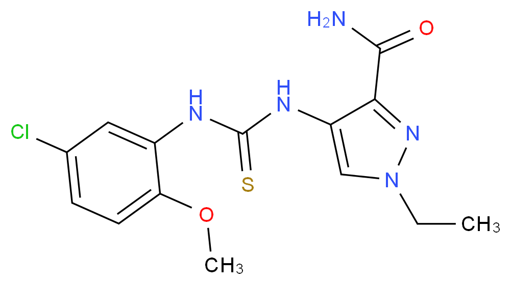 4-{[(5-chloro-2-methoxyphenyl)carbamothioyl]amino}-1-ethyl-1H-pyrazole-3-carboxamide_分子结构_CAS_957485-64-2