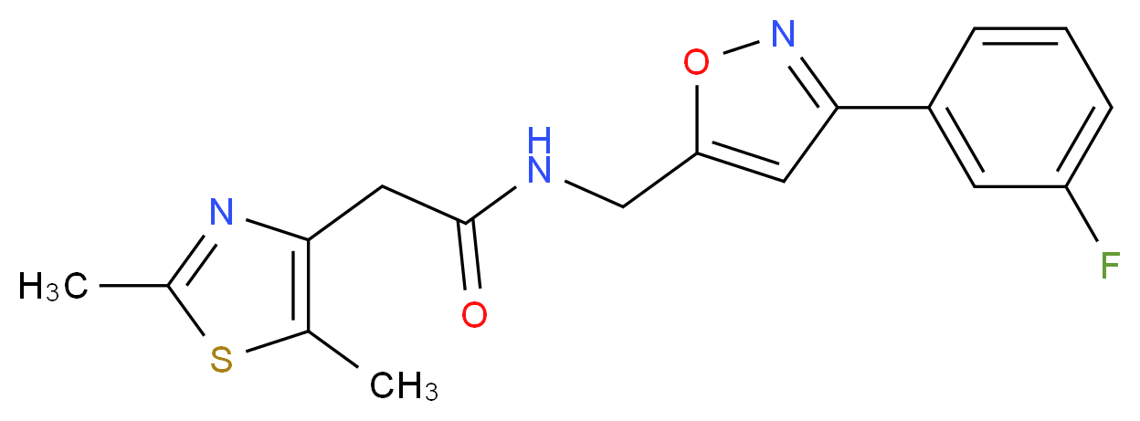 2-(2,5-dimethyl-1,3-thiazol-4-yl)-N-{[3-(3-fluorophenyl)isoxazol-5-yl]methyl}acetamide_分子结构_CAS_)