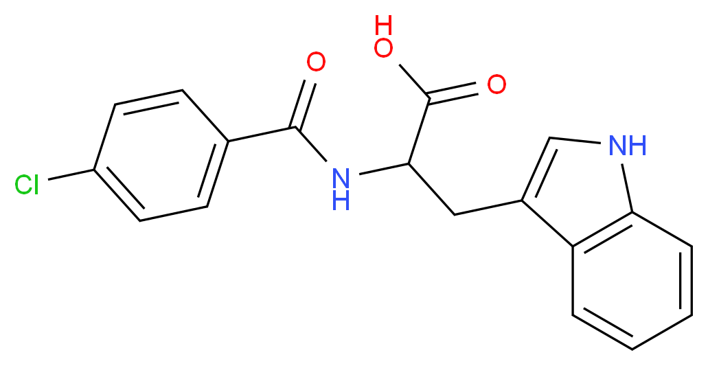 2-(4-Chloro-benzoylamino)-3-(1H-indol-3-yl)-propionic acid_分子结构_CAS_39544-74-6)