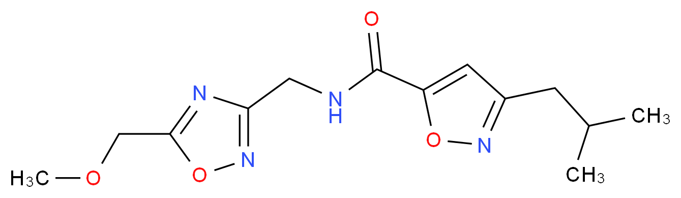 3-isobutyl-N-{[5-(methoxymethyl)-1,2,4-oxadiazol-3-yl]methyl}-5-isoxazolecarboxamide_分子结构_CAS_)