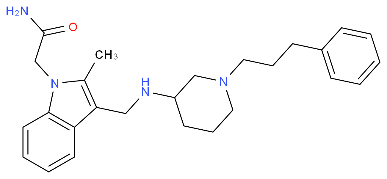 2-[2-methyl-3-({[1-(3-phenylpropyl)-3-piperidinyl]amino}methyl)-1H-indol-1-yl]acetamide_分子结构_CAS_)