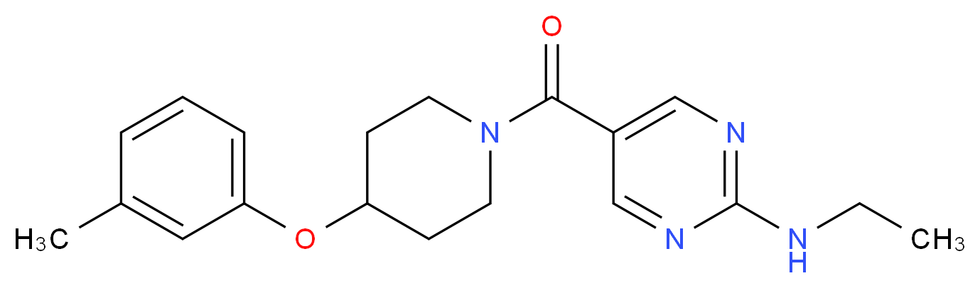 N-ethyl-5-{[4-(3-methylphenoxy)-1-piperidinyl]carbonyl}-2-pyrimidinamine_分子结构_CAS_)