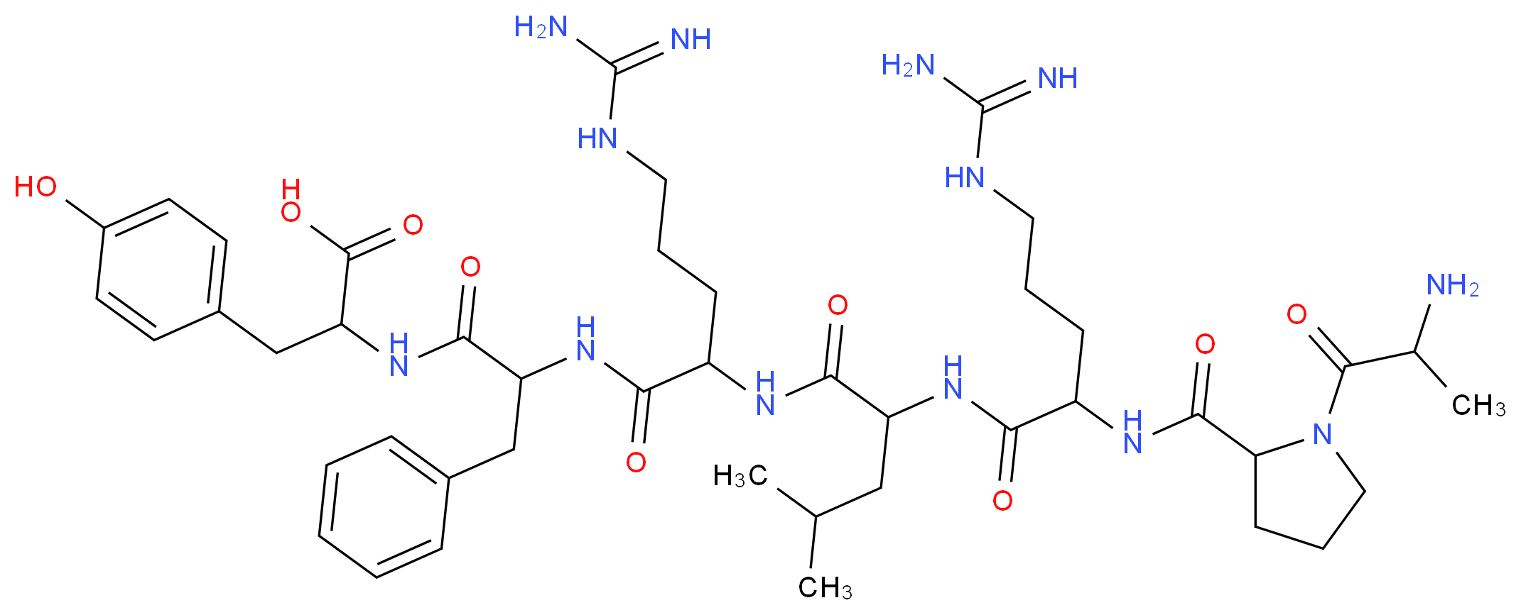 2-(2-{2-[2-(2-{[1-(2-aminopropanoyl)pyrrolidin-2-yl]formamido}-5-carbamimidamidopentanamido)-4-methylpentanamido]-5-carbamimidamidopentanamido}-3-phenylpropanamido)-3-(4-hydroxyphenyl)propanoic acid_分子结构_CAS_87549-54-0