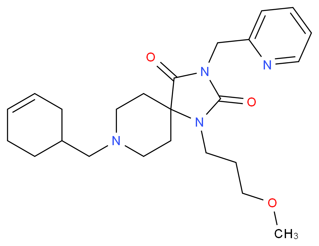 8-(3-cyclohexen-1-ylmethyl)-1-(3-methoxypropyl)-3-(2-pyridinylmethyl)-1,3,8-triazaspiro[4.5]decane-2,4-dione_分子结构_CAS_)