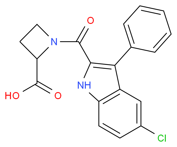 1-[(5-chloro-3-phenyl-1H-indol-2-yl)carbonyl]-2-azetidinecarboxylic acid_分子结构_CAS_)