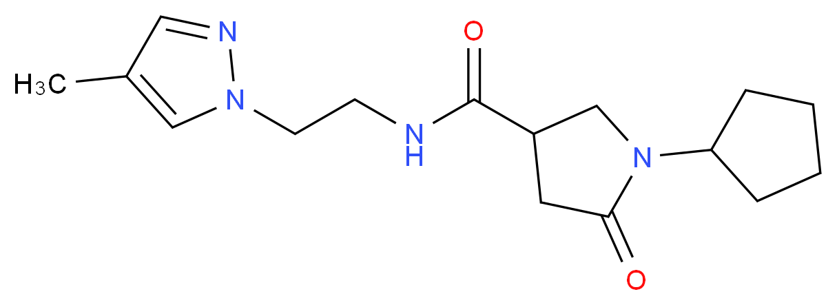 1-cyclopentyl-N-[2-(4-methyl-1H-pyrazol-1-yl)ethyl]-5-oxo-3-pyrrolidinecarboxamide_分子结构_CAS_)