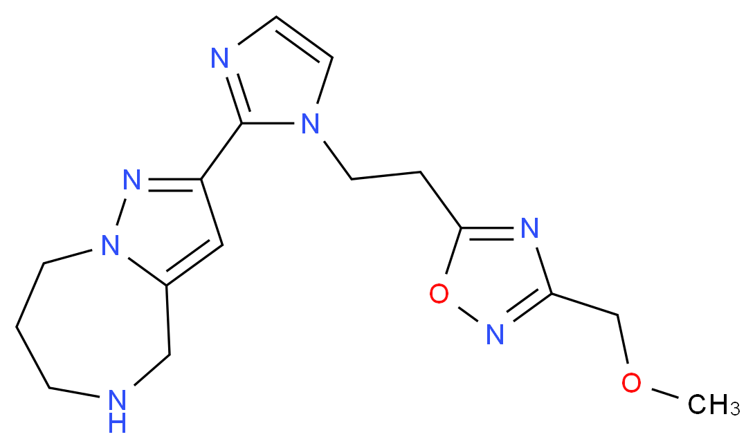 2-(1-{2-[3-(methoxymethyl)-1,2,4-oxadiazol-5-yl]ethyl}-1H-imidazol-2-yl)-5,6,7,8-tetrahydro-4H-pyrazolo[1,5-a][1,4]diazepine_分子结构_CAS_)