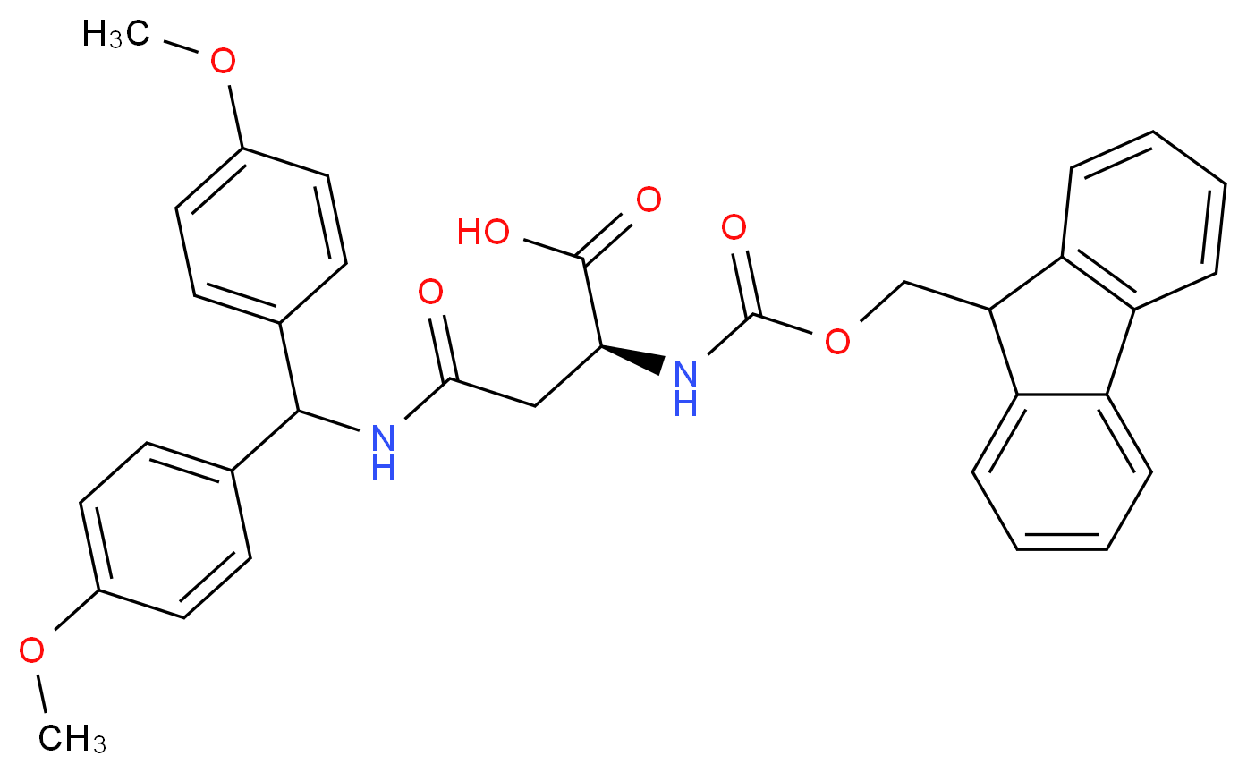 (2S)-3-{[bis(4-methoxyphenyl)methyl]carbamoyl}-2-{[(9H-fluoren-9-ylmethoxy)carbonyl]amino}propanoic acid_分子结构_CAS_113534-16-0