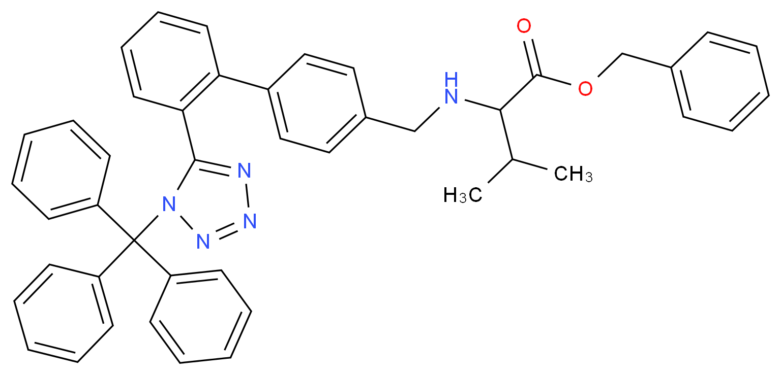 benzyl 3-methyl-2-{[(4-{2-[1-(triphenylmethyl)-1H-1,2,3,4-tetrazol-5-yl]phenyl}phenyl)methyl]amino}butanoate_分子结构_CAS_137864-45-0