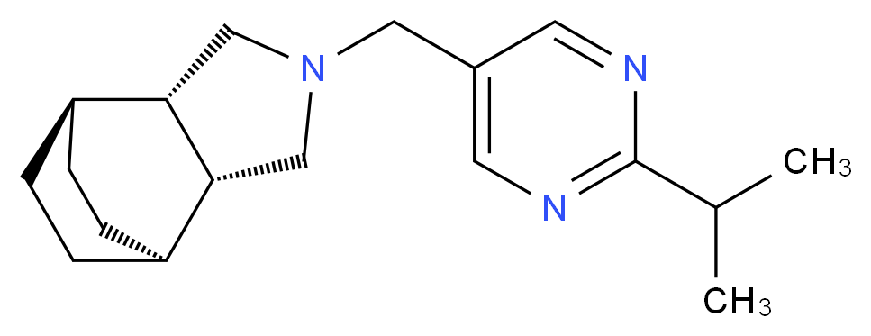 (1R*,2R*,6S*,7S*)-4-[(2-isopropyl-5-pyrimidinyl)methyl]-4-azatricyclo[5.2.2.0~2,6~]undecane_分子结构_CAS_)