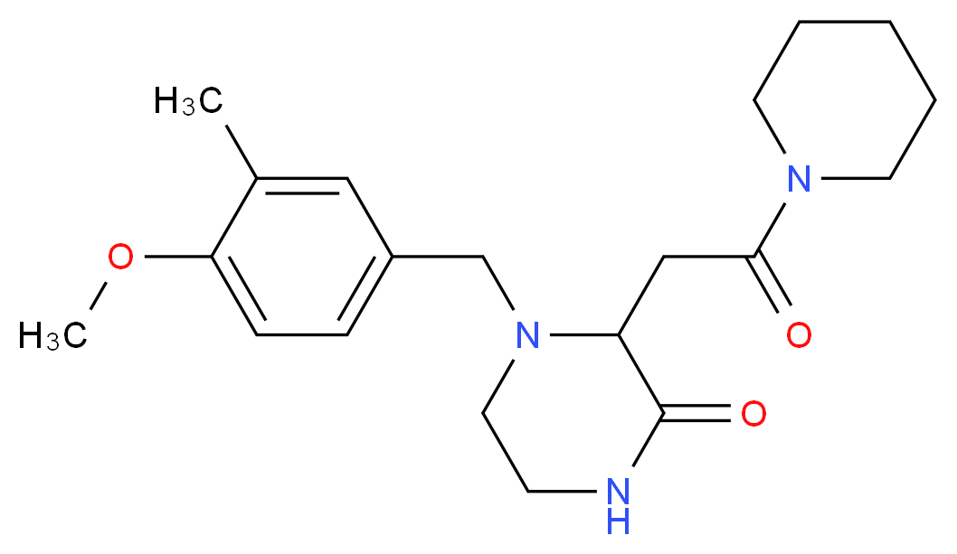 4-(4-methoxy-3-methylbenzyl)-3-[2-oxo-2-(1-piperidinyl)ethyl]-2-piperazinone_分子结构_CAS_)