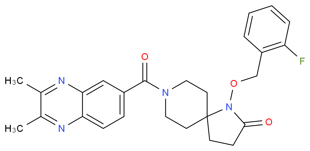 8-[(2,3-dimethyl-6-quinoxalinyl)carbonyl]-1-[(2-fluorobenzyl)oxy]-1,8-diazaspiro[4.5]decan-2-one_分子结构_CAS_)