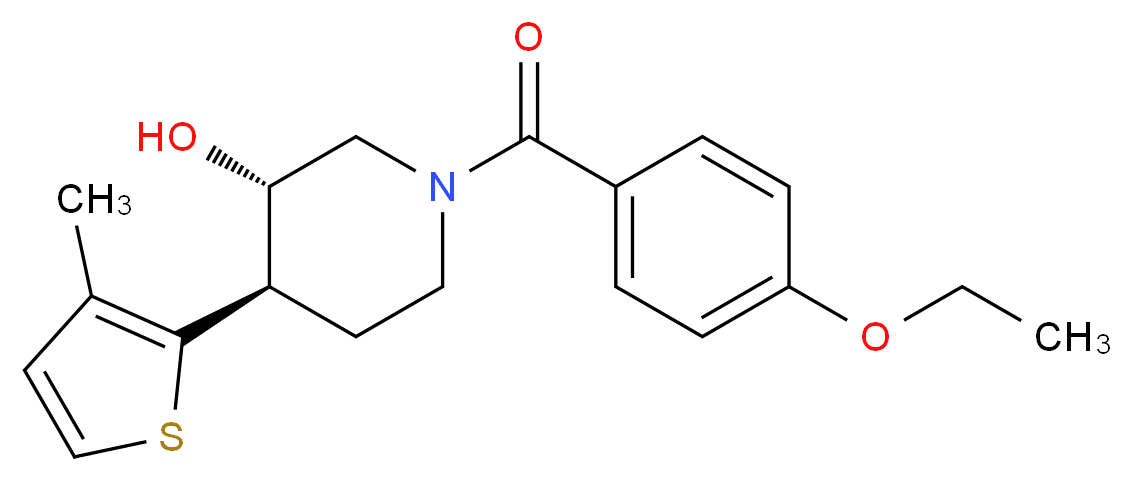 (3S*,4R*)-1-(4-ethoxybenzoyl)-4-(3-methyl-2-thienyl)piperidin-3-ol_分子结构_CAS_)