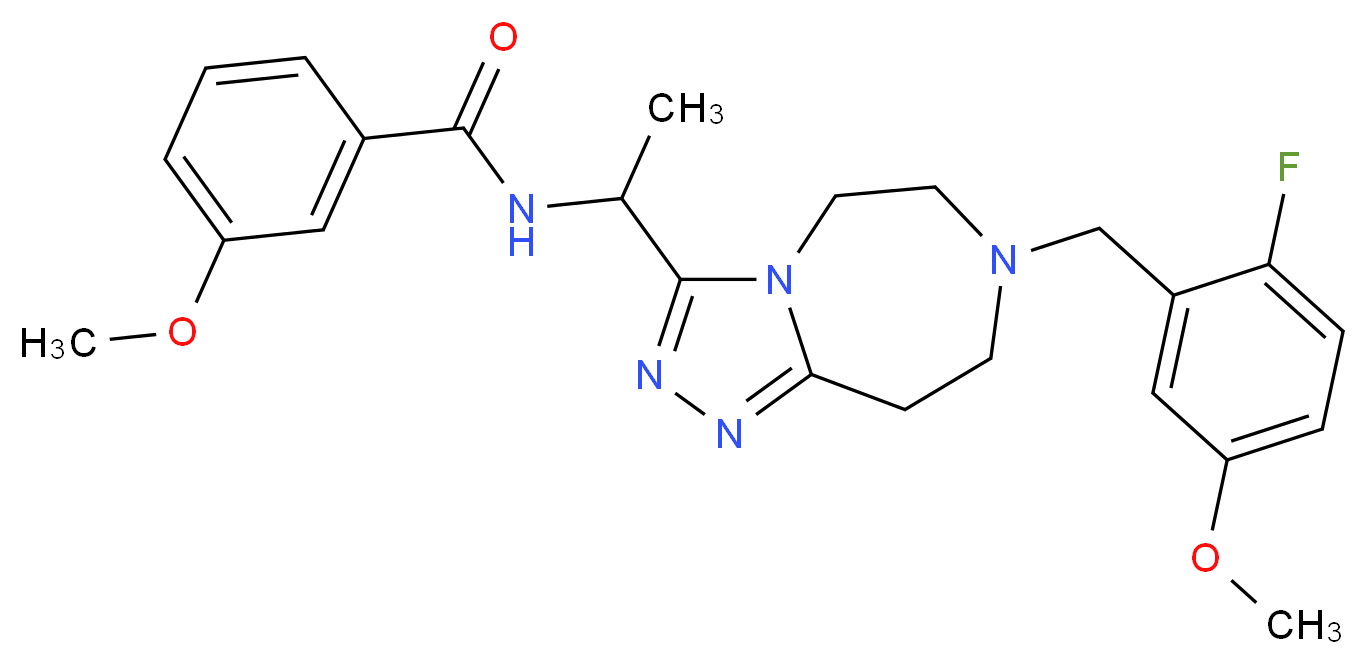 N-{1-[7-(2-fluoro-5-methoxybenzyl)-6,7,8,9-tetrahydro-5H-[1,2,4]triazolo[4,3-d][1,4]diazepin-3-yl]ethyl}-3-methoxybenzamide_分子结构_CAS_)