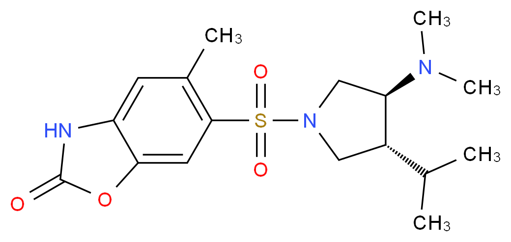 6-{[(3S*,4R*)-3-(dimethylamino)-4-isopropylpyrrolidin-1-yl]sulfonyl}-5-methyl-1,3-benzoxazol-2(3H)-one_分子结构_CAS_)
