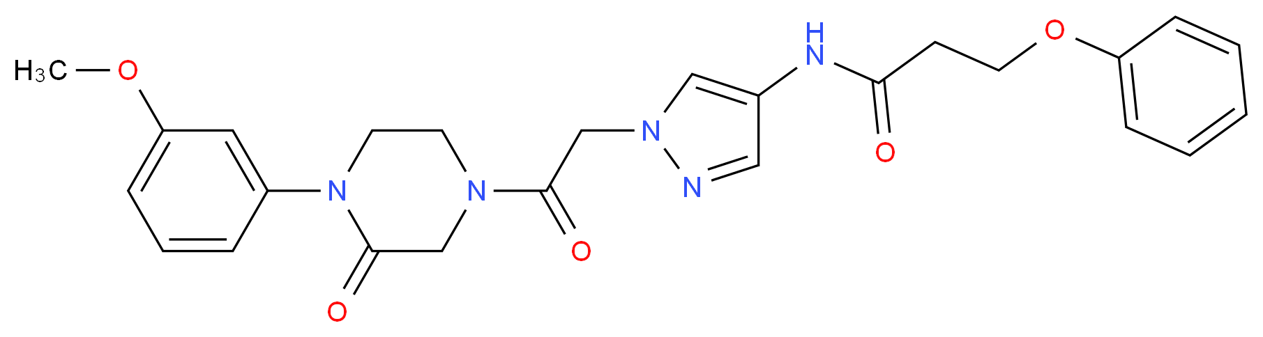 N-(1-{2-[4-(3-methoxyphenyl)-3-oxo-1-piperazinyl]-2-oxoethyl}-1H-pyrazol-4-yl)-3-phenoxypropanamide_分子结构_CAS_)