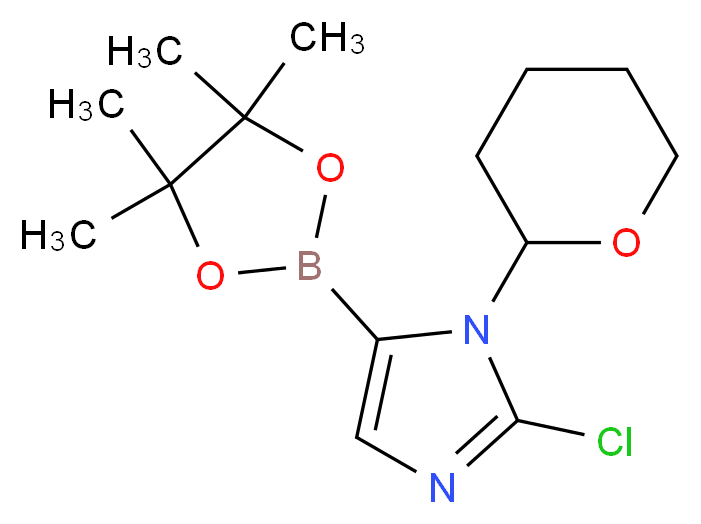 2-chloro-1-(tetrahydro-2h-pyran-2-yl)-1h-imidazole-5-boronic acid pinacol ester_分子结构_CAS_1029684-36-3)