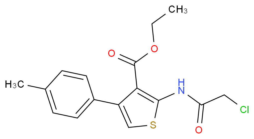 ethyl 2-(2-chloroacetamido)-4-(4-methylphenyl)thiophene-3-carboxylate_分子结构_CAS_138098-81-4