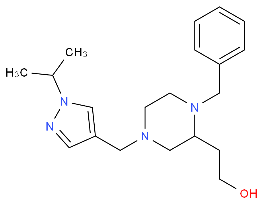 2-{1-benzyl-4-[(1-isopropyl-1H-pyrazol-4-yl)methyl]-2-piperazinyl}ethanol_分子结构_CAS_)