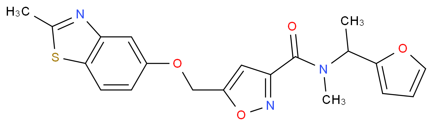 N-[1-(2-furyl)ethyl]-N-methyl-5-{[(2-methyl-1,3-benzothiazol-5-yl)oxy]methyl}isoxazole-3-carboxamide_分子结构_CAS_)