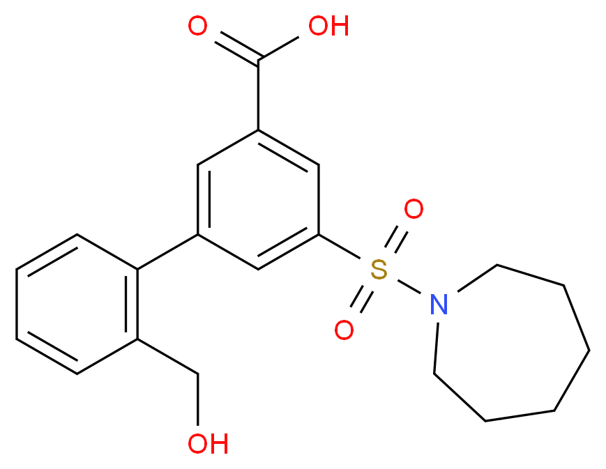 5-(azepan-1-ylsulfonyl)-2'-(hydroxymethyl)biphenyl-3-carboxylic acid_分子结构_CAS_)