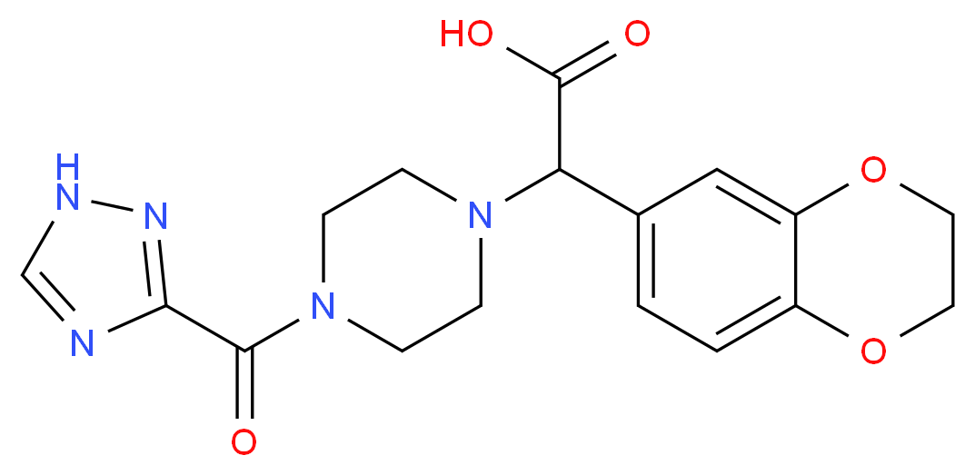 2,3-dihydro-1,4-benzodioxin-6-yl[4-(1H-1,2,4-triazol-3-ylcarbonyl)piperazin-1-yl]acetic acid_分子结构_CAS_)